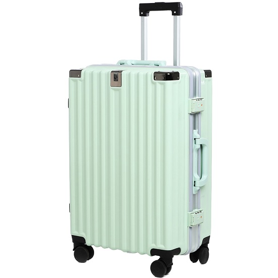 Чемодан средний 55 л (M), отдел на молнии, 2 кодовых замка, 4 колеса, крючок, цвет мятный