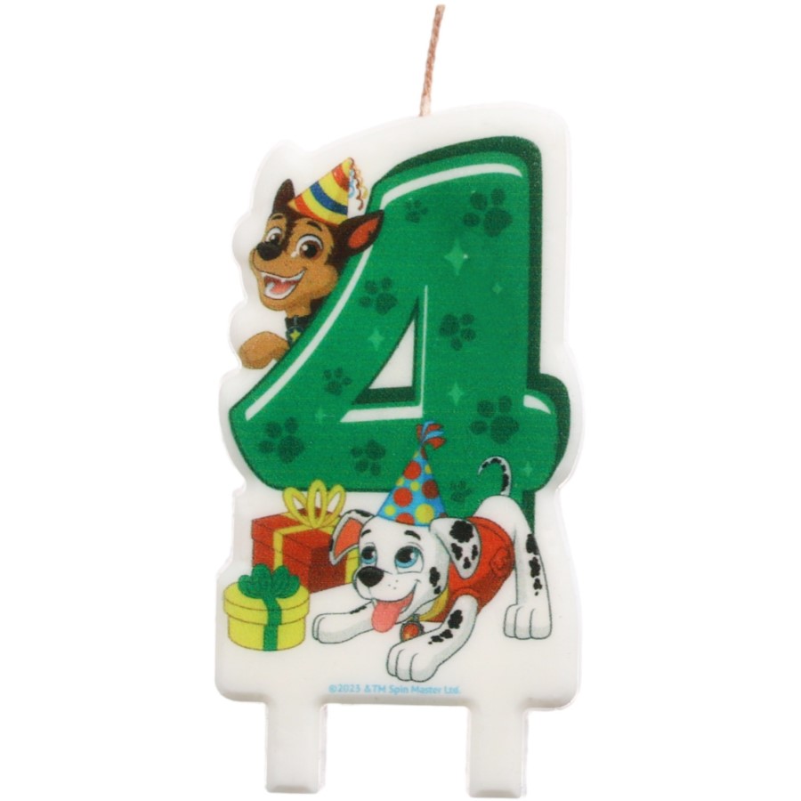 Свеча в торт цифра 4 "С Днем рождения", Щенячий патруль, 8,5×5 см 10353998