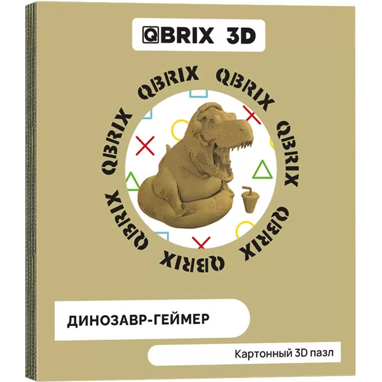 Картонный 3D конструктор QBRIX Динозавр-геймер