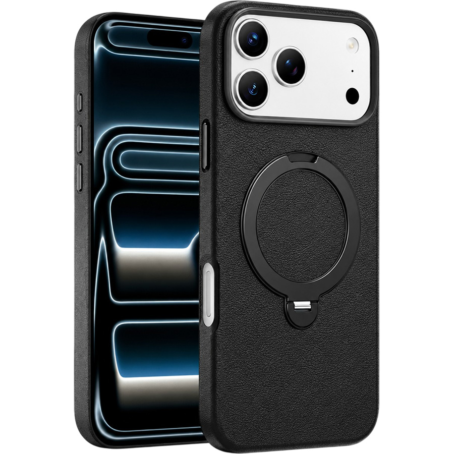 Задняя накладка KEEPHONE MEHOLD MAGSAFE LEATHER CASE WITH RING HOLDER для iPhone 17 PRO MAX, BLACK