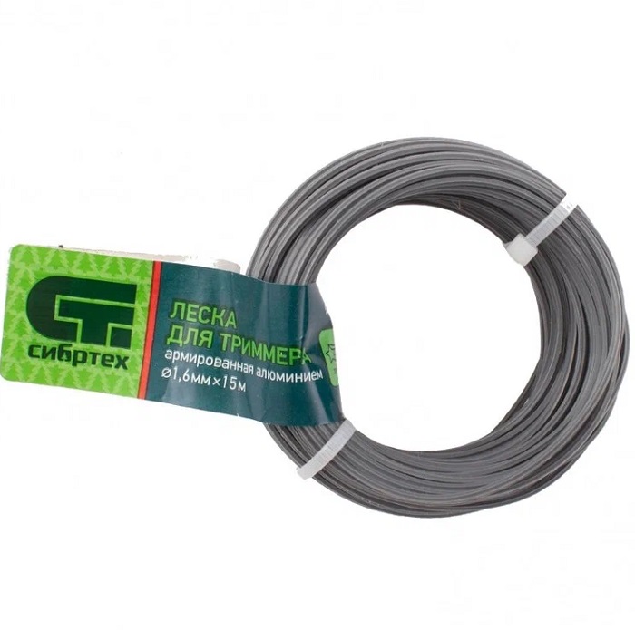Леска для триммера звезда, армир. алюминием, 1,6 мм х 15 м, Россия// Сибртех 961955