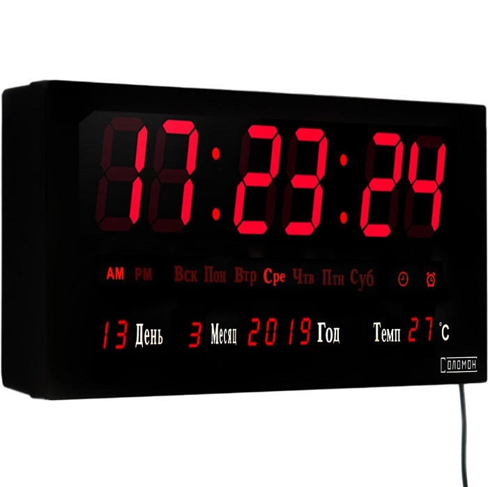 Часы настенные электронные, настольные, "Соломон" с будильником, 36 х 15 х 2.8 см 1182395