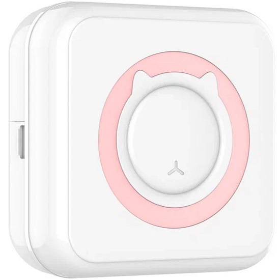 Детский мини-принтер для фотографий Kid Joy, 200DPI, Bluetooth 5.1, поддержка приложения (C9) русская инструкция, белый с розовым