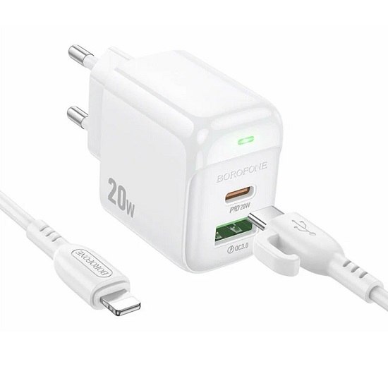 Сетевое ЗУ 1USB/1Type-C BOROFONE BAS44A Potential, белый