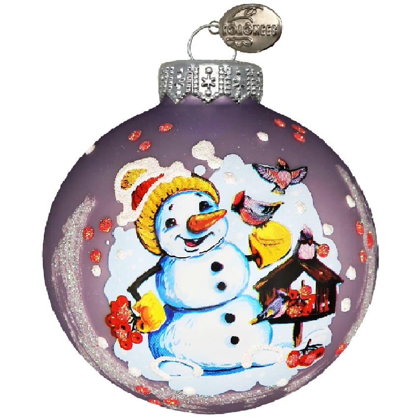 Шар "Снеговик с рябиной", 80мм, в подарочной упаковке КУ-80-224267