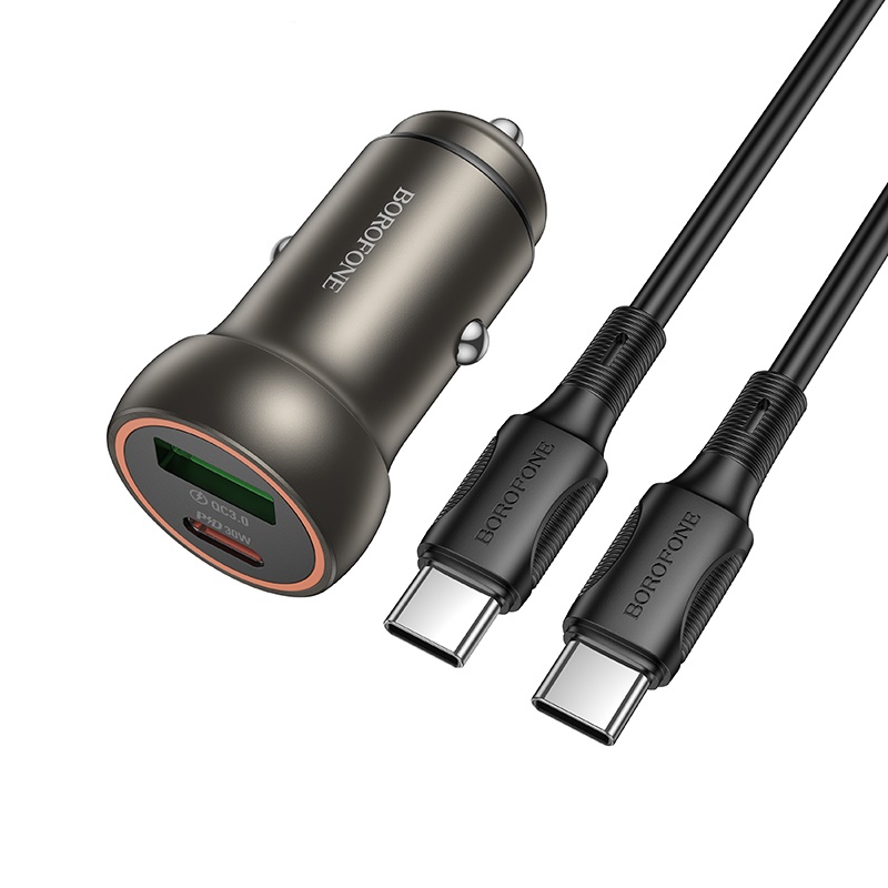 Авто ЗУ 1USB/1Type-C 3A BOROFONE BZ32A Fresh Gold, PD30W, Type-C-Type-C