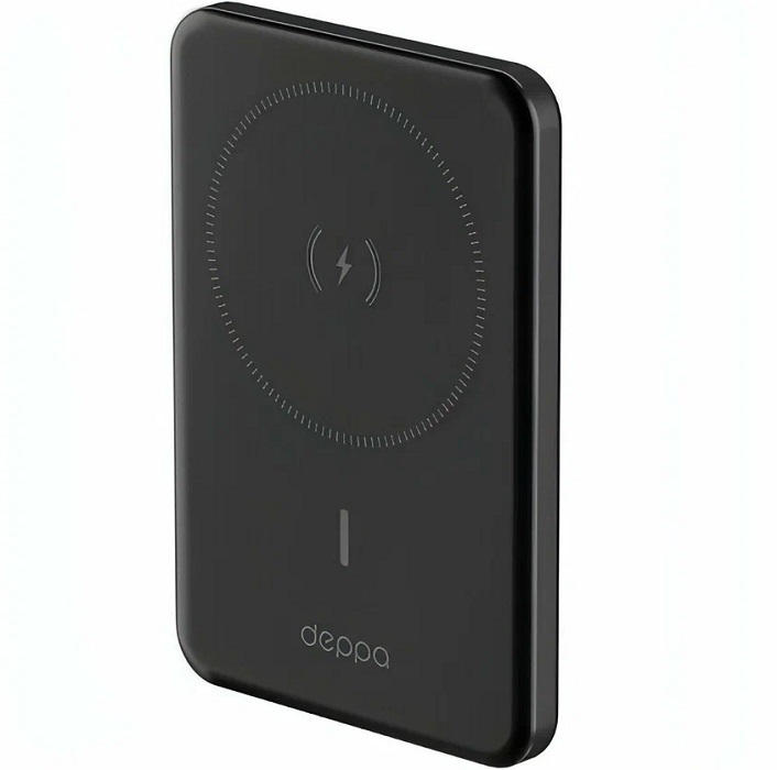 Внешний АКБ DEPPA NRG MageSafe Alum (5000mAh), серый, 15Вт QI (33690)