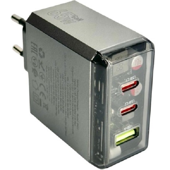 Сетевое ЗУ 1USB/2Type-C 3.0A BOROFONE BN22 PD65W, серый