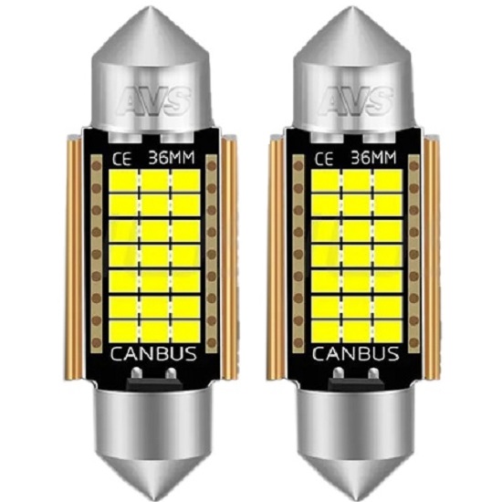 Лампа светодиодная AVS SV045 T11/белый/ (SV8,5) CANBUS 21SMD 2016 36мм 12V., блистер 2 шт
