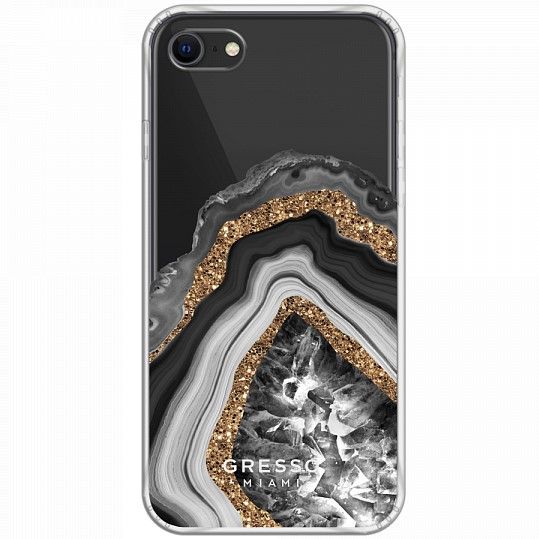 Задняя накладка GRESSO для IPhone SE. Коллекция "Drama Queen". Модель "Black Agate".