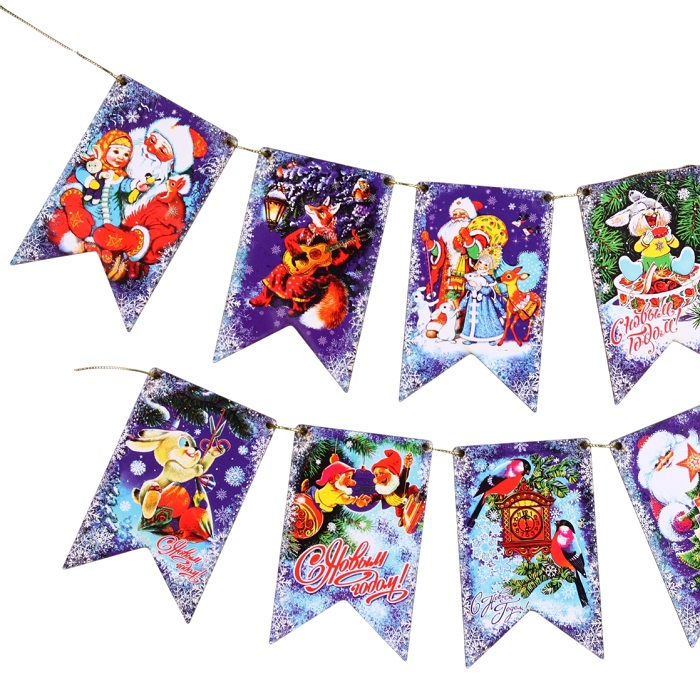 Гирлянда-флажки №2 из 10 шт, размер флажка 12х7,5 см 10660219