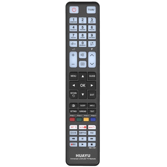 Пульт универсальный HUAYU RM-L1581 для LCD TV 9 в1 корпус как CT-8040 для LG/SAMSUNG/SONY/PANASONIC/TOSHIBA/PHILIPS/HISENS/SHARP/