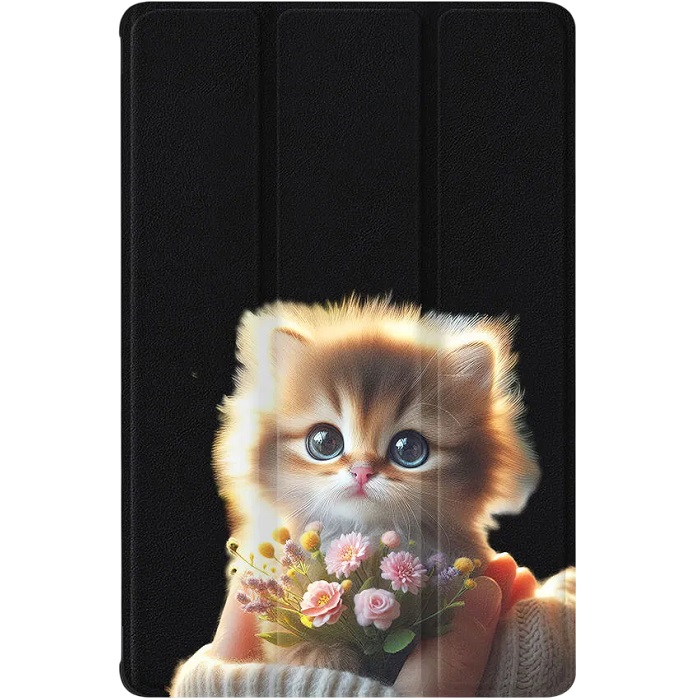 Чехол футляр-книга ZIBELINO для iPad 2025 (A16)/Apple iPad 10 2022 (A3354/A3355/A3356/A2696/A2757/A2777) 10.9" (черный) 8018 КОТИК ЦВЕТОЧКИ