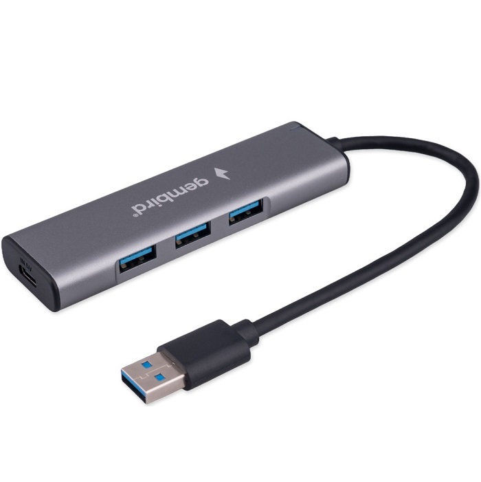 USB Type-C Хаб GEMBIRD UHB-U3P7-01, 7хUSB, с доп.питанием (порт Type-C), кабель USB 19см, алюминий, коробка