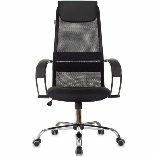 Кресло руководителя Бюрократ CH-607BS черный сетка/ткань крестов. металл хром