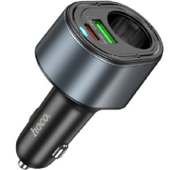 Разветвитель прикуривателя HOCO Z56 Friend (1 выход+1USB/1Type-C) чёрный