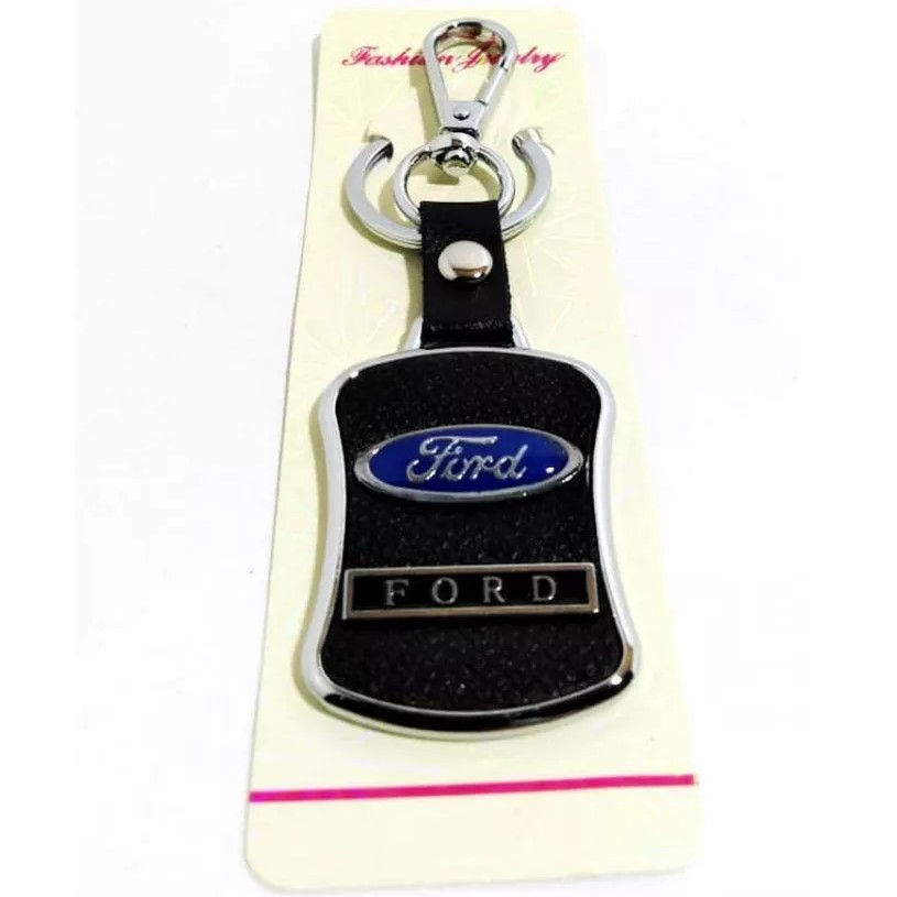 Брелок с карабином FORD хром-металл на коже