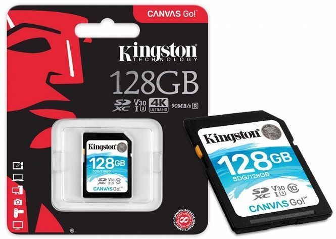 SD 128Gb Kingston Class 10 UHS-I U3 V30 Canvas Go