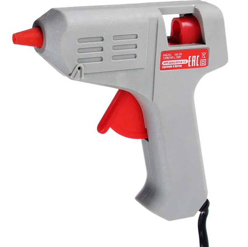 Клеевой пистолет GG-20 (20W) 7мм , блистер + 2 стержня