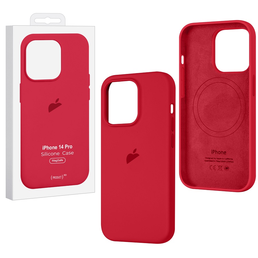 Силиконовый чехол SILICONE CASE для iPhone 14 Pro Red (MagSafe) c LOGO