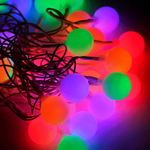 Гирлянда "Нить - с насадками" 4.4 м, «Шарики 2.5 см», мультиколор, КОСМОС