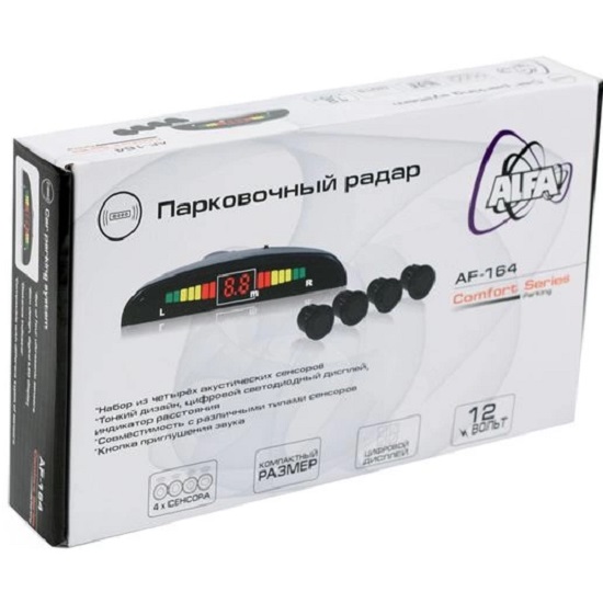 Парковочный радар ALFA AF-164 Black 4 сенсора