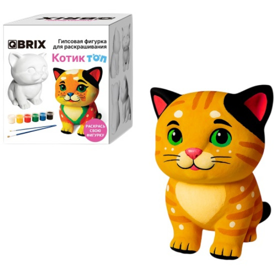 Гипсовая фигурка QBRIX  для раскрашивания Котик Топ