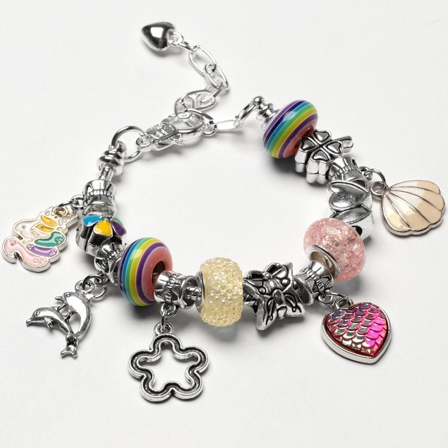 Набор для создания браслетов "Подарок для девочек", единорог, ячейки, 48 предметов, цветной