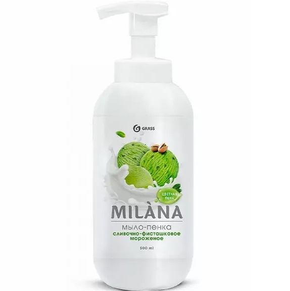 Жидкое мыло-пенка GRASS Milana сливочно-фисташковое мороженое" (флакон 500 мл) 125421
