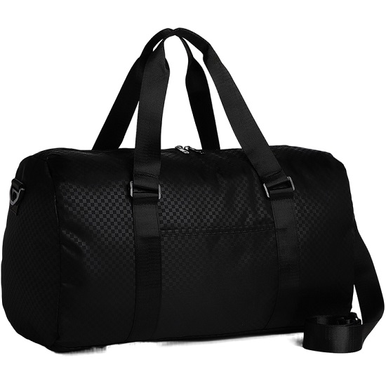 Сумка дорожная на молнии, наружный карман, держатель для чемодана, длинный ремень, цвет чёрный