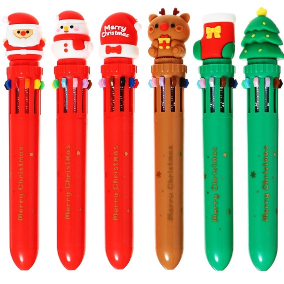 Шариковая ручка Calligrata "Новый год", автоматическая, 10-ти цветная, 0,7 мм МИКС