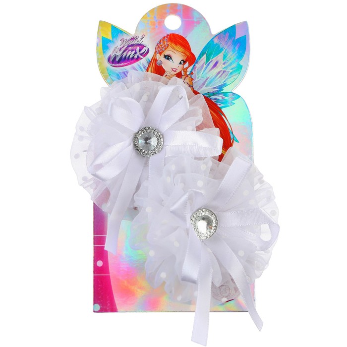 Набор бантов, белые с кружевами 2 шт, 7,5 см "Фея", WINX