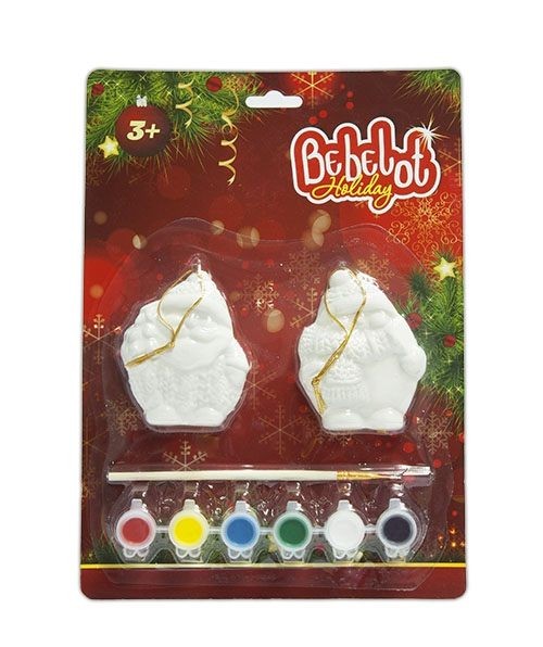 Набор для творчества Bebelot Holiday "Набор ёлочных игрушек - Санта и олени" (игрушка, кисть, краски)