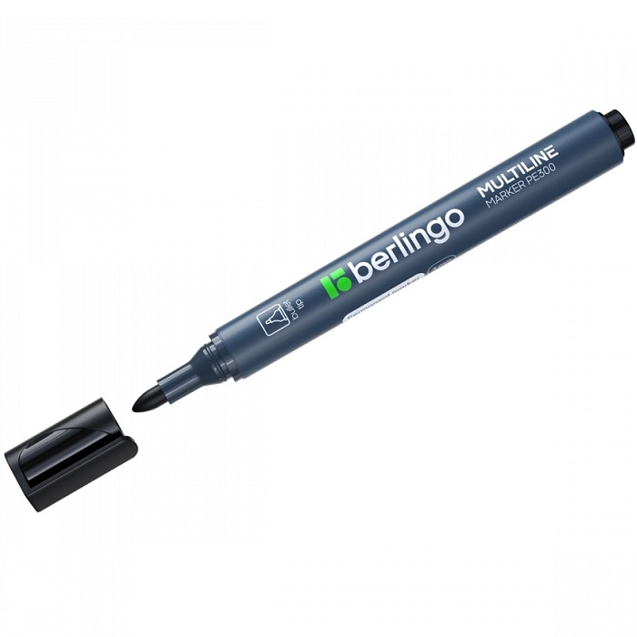 Маркер перманентный Berlingo "Multiline PE300" черный, пулевидный, 3мм BMc_16201