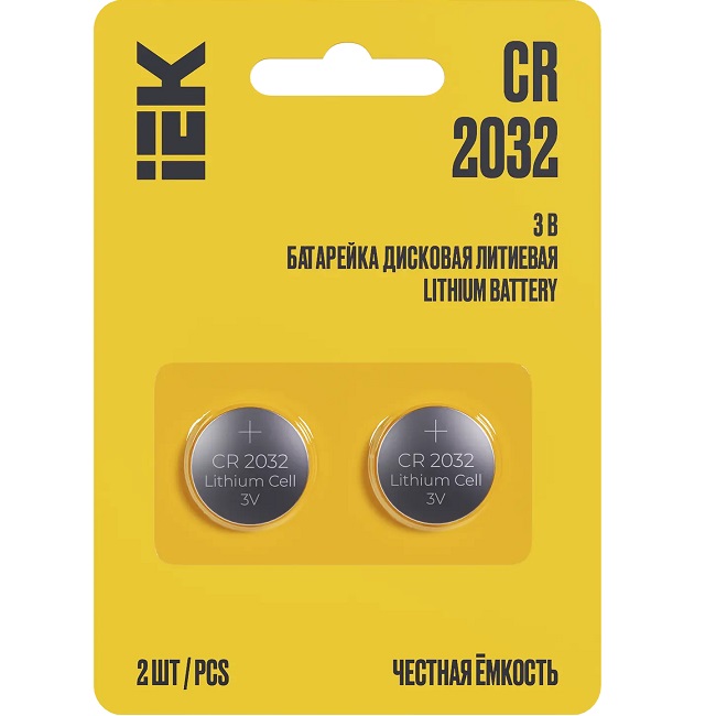 Элемент питания IEK CR2032 Optima (2/40/800)