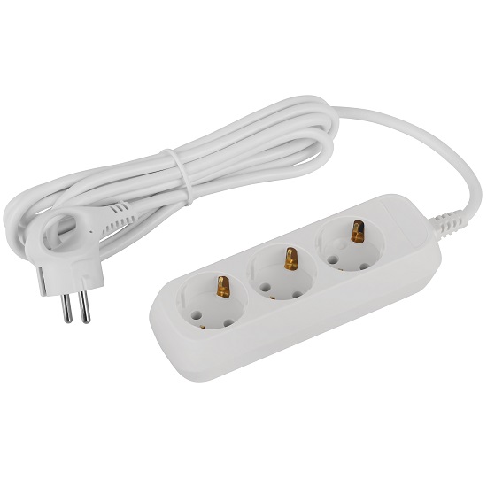 Сетевой удлинитель  3.0м ЭРА Greenline UDL-16-330-E, белый, 3 розетки, с/з ПВС 3x1мм2