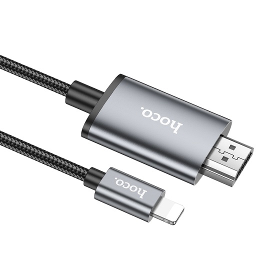 Кабель HDMI >--< Lightning  2.0м HOCO UA27 Metal Grey