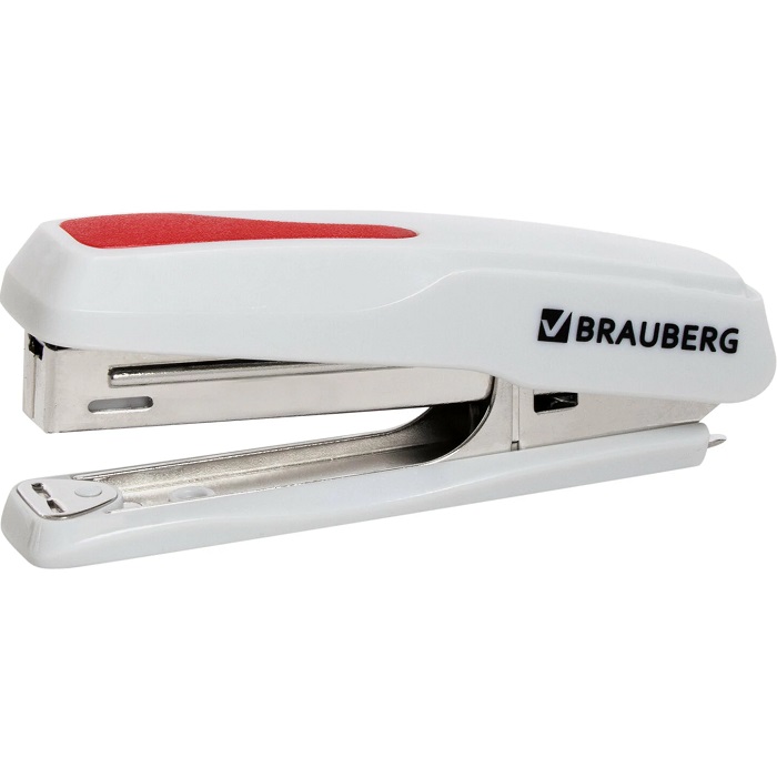 Степлер №10 BRAUBERG "Extra", до 20 листов, антистеплер,серо-красный, 229082