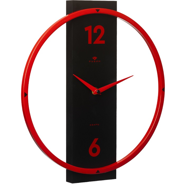 Часы настенные РУБИН "Time 3", металл+ дерево, круг 30,5 см, красный+черный (3330-003)