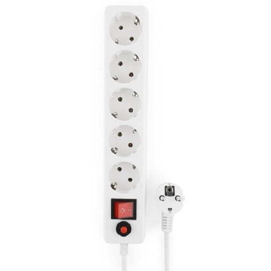 Сетевой фильтр  1.4м ГАРНИЗОН ECL-5-W-1.4, белый, 5 розеток, 10А, ур.защиты 4, пакет
