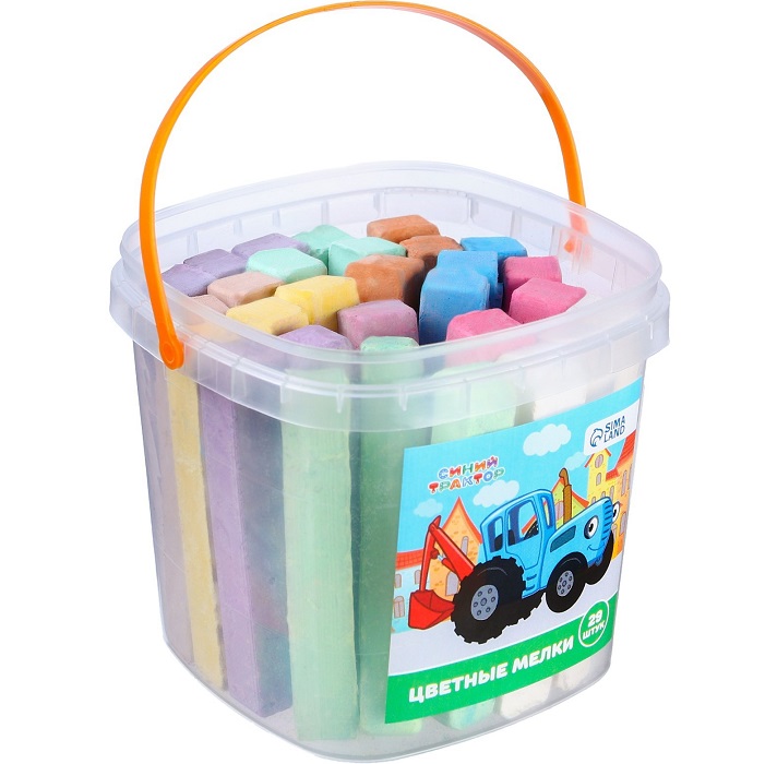 Набор цветных мелков Синий трактор, 10 цветов, 29 штук   9562744