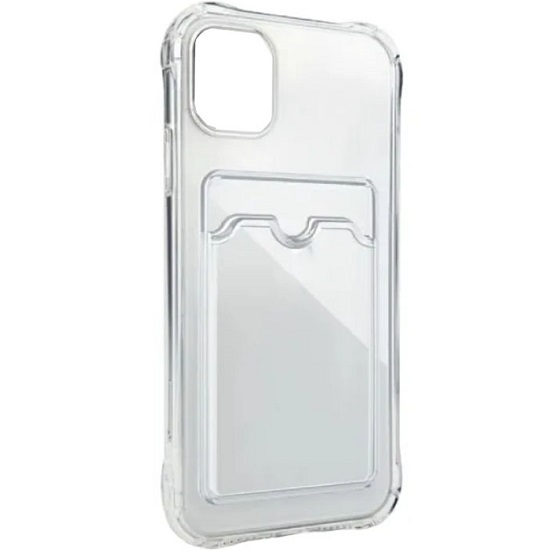 Cиликоновый чехол STR для iPhone 13 mini с отделением под карту (прозрачный)