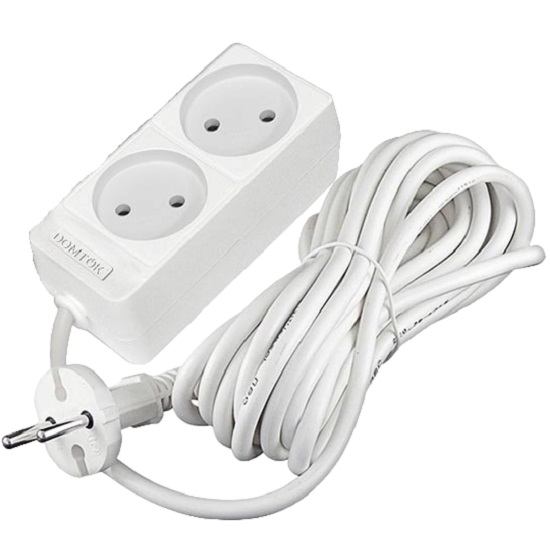 Сетевой удлинитель  1.5м DOMTOK 2гн.,ПВС 2*1  2,2кВт б/з