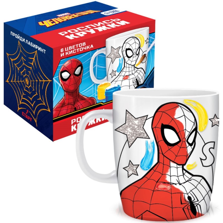 Набор, кружка под раскраску, 250 мл "Супер герой" Человек-Паук
