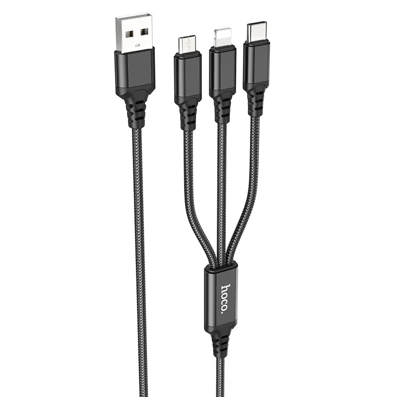 Кабель USB <--> Lightning/Type-C/MicroUSB  1.0м HOCO X76 черный