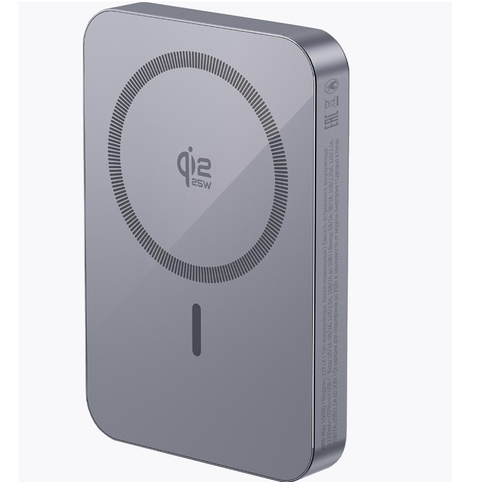 Внешний АКБ DEPPA NRG Max Qi2.2 (10000mAh), серый, 25Вт