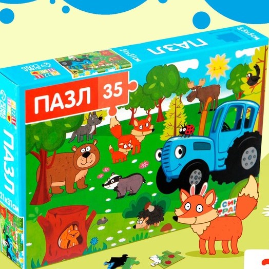 Пазл «Синий трактор в лесу», 35 элементов 9570123