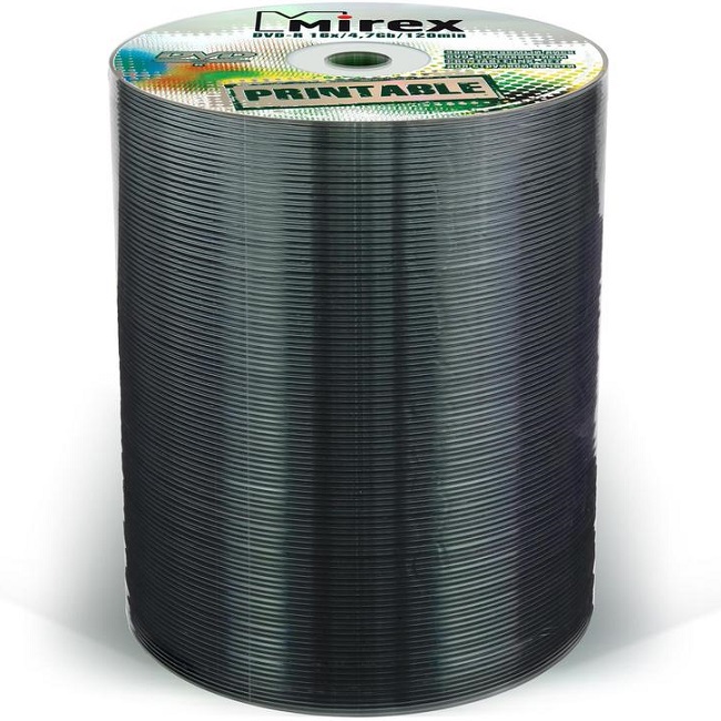 Диск DVD+R MIREX 4.7Gb 16x PRINT (Bulk-100)