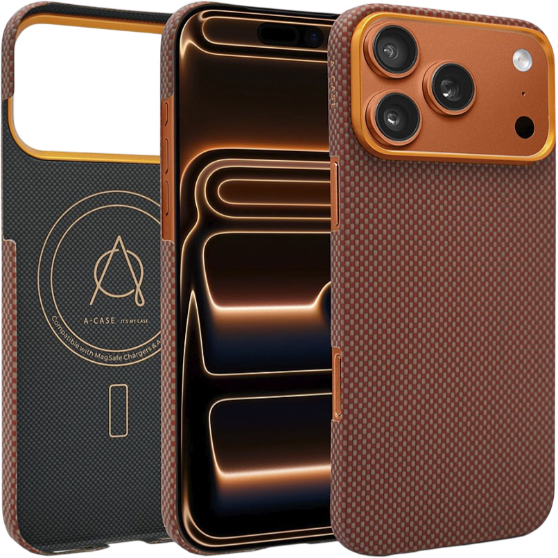 Задняя накладка A-CASE ARAMID FIBER CARBON CASE для iPhone 17 PRO MAX, Orange