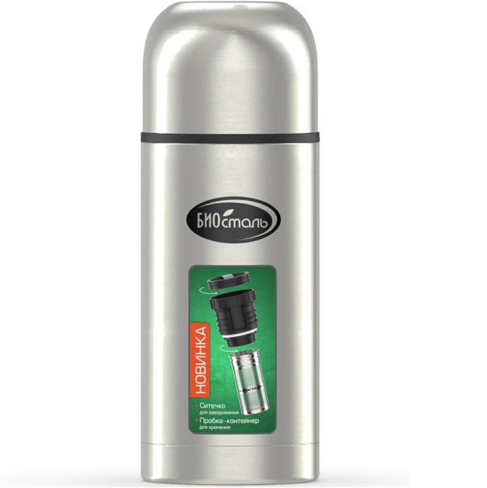 Термос БИОСТАЛЬ "ОХОТА" NBP-750BZ у/г с термочехлом пробка с ситечком